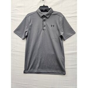 Under Armour Tech Polo Mens Small Gray Short Sleeve Loose Fit Shirt 1290140-040